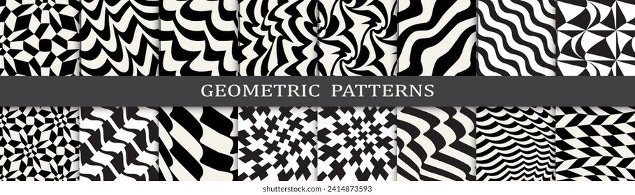 collection of black and white seamless patterns