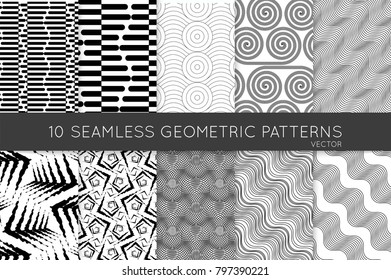 Collection Black White Seamless Patterns Simple Stock Vector (Royalty ...