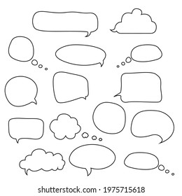 Collection of black and white speech bubbles and message dialog balloons vector
