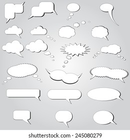 Collection black and white speech bubbles. Vector illustration.