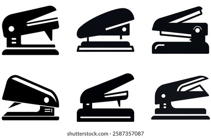 Collection of Black and White Staplers and Staple Removers