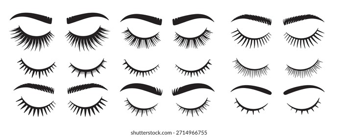 colección de ojos cerrados estilizados en blanco y negro 