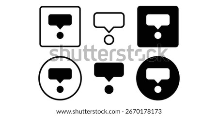 Collection of Black and White Tooltip Icons Square and Circle Shapes Vector Design