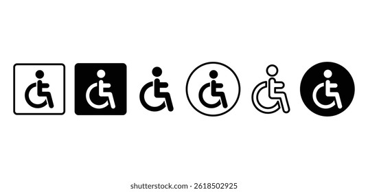 Collection of Black and White Wheelchair Accessibility Icons Vector Design Set