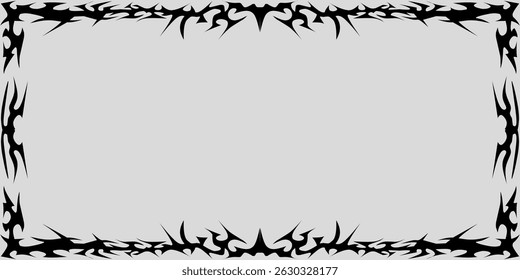 Collection of black-colored frames on a white background in neo-tribal style.