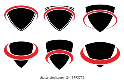 Collection of blank badge logos with ribbon. Shield blank logo