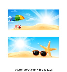 Collection of blank banner with copy space summer element template vector illustration eps10