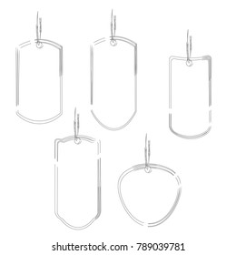 collection of blank black outline price label sale tag set isolated
