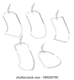 collection of blank black outline price label sale tag set isolated