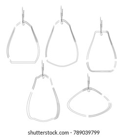 collection of blank black outline price label sale tag set isolated