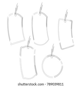 collection of blank black outline price label sale tag set isolated