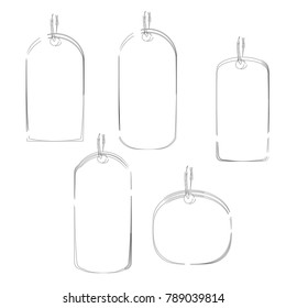 collection of blank black outline price label sale tag set isolated