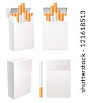 Collection of blank cigarette pack. Isolated on white background. Vector illustration eps 10. Set