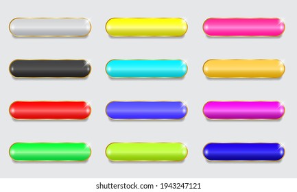 Collection of blank colorful buttons for website interface. Vector illustration for design