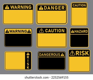 Collection of blank danger signs. Vector illustration