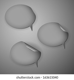 collection of blank dark gray speech curled bubble with shadow
