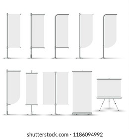 Collection blank different design white banner flag