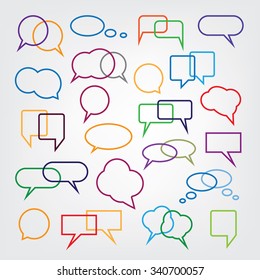 Collection of Blank Empty Colorful Speech And Thought Bubble Vector Designs