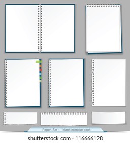 collection of blank exercise book