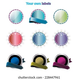 Collection of blank labels, tags isolated on white background