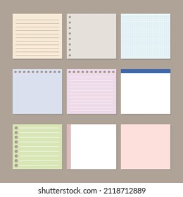 Collection of blank memo pads in various colors 