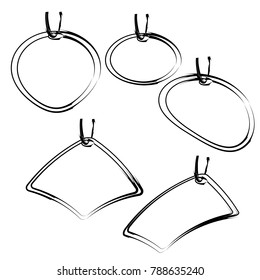 collection of blank outline price tag label template illustration vector set isolated background