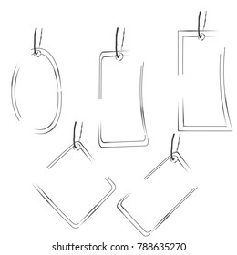 collection of blank outline price tag label template illustration vector set isolated background