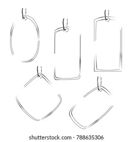 collection of blank outline price tag label template illustration vector set isolated background