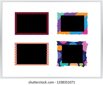 Collection blank photo frame. flat style blank photo frame