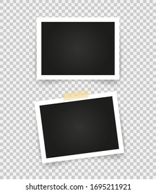 Collection of blank photo frames with adhesive tape, empty space for your photograph. Vector illustration.