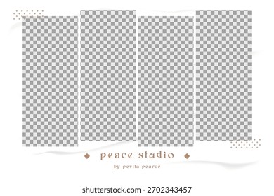 Kollektion von Blank Foto Frames mit White Paper Textur und geometrischen Akzenten, ideal für digitale Designprojekte