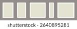  Collection blank post stamps. Postage frames set. Empty postal stamp. Borders for mail letter. White paper postmarks isolated on a background. Vector illustration, Rectangular perforated labels.