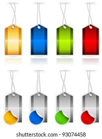 Collection of blank price labels on white background, vector illustration