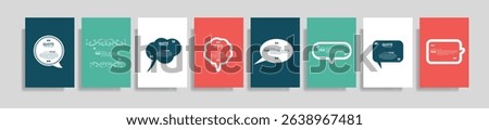  Collection of blank quote frame templates. Text in brackets, empty quote speech bubble, quotation. Text box isolated on color background. Vector illustration