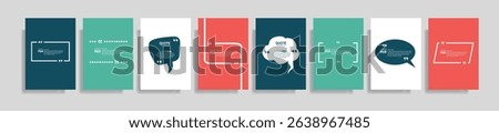  Collection of blank quote frame templates. Text in brackets, empty quote speech bubble, quotation. Text box isolated on color background. Vector illustration