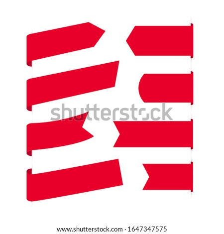 Collection Of Blank Red Ribbon Banners. Tags And Labels For Any Promotion Design. Vector Illustration