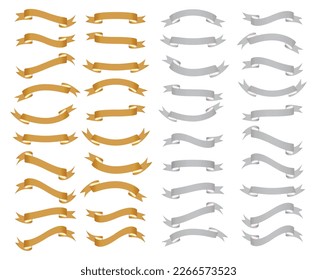 Collection of Blank Ribbon Banner in Gold Colors.