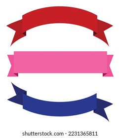 Collection Blank Ribbon Banner in Red  Pink   Blue Colors 