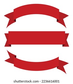 Collection of Blank Ribbon Banner in Red, Pink and Blue Colors.