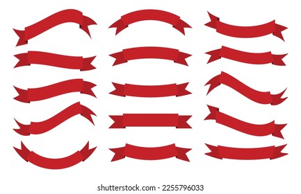 Collection of Blank Ribbon Banner in Red Colors.