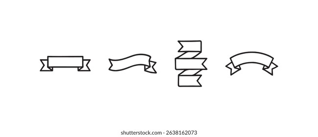 Collection of blank ribbon banners in various styles.