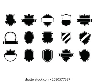 Collection of Blank Shield Logos with Ribbons for Design