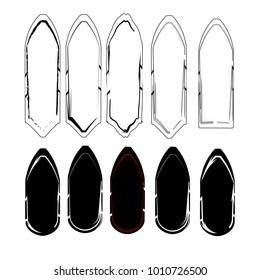 collection of blank silhouette black outline template sticker label sale banner tag isolated on white background
