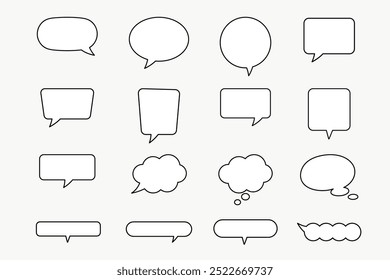 Collection of blank speech bubble shapes in various styles. Set of speech bubbles graphic design. illustration of black speech bubble collection. Set of speech bubble in various shapes