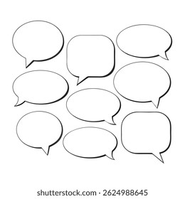 Collection of blank speech bubbles isolated on white background for communication and expression