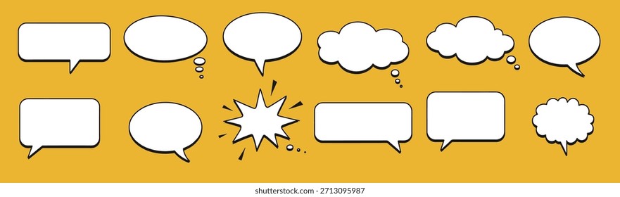 collection of blank speech bubbles and thought clouds 