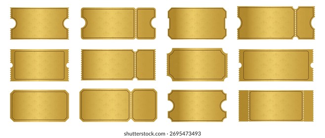 Una colección de billetes de oro de Vector en blanco con varias Formas, perforaciones