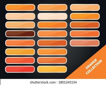 Collection of blank web buttons in different shades of orange. Web design. Web elements.