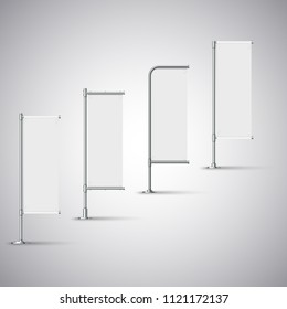 Collection blank white banner flag template