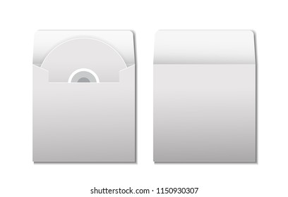 Collection of blank white dvd and envelope on white background, mockup vector